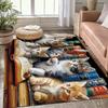 Cats Reading Garden Area Rug, Book Lovers Floor Mat