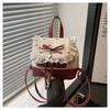 Sweet Polka Dot Lace Trim Mini Backpack Lightweight Butterfly Knot Small Book Bag for Women