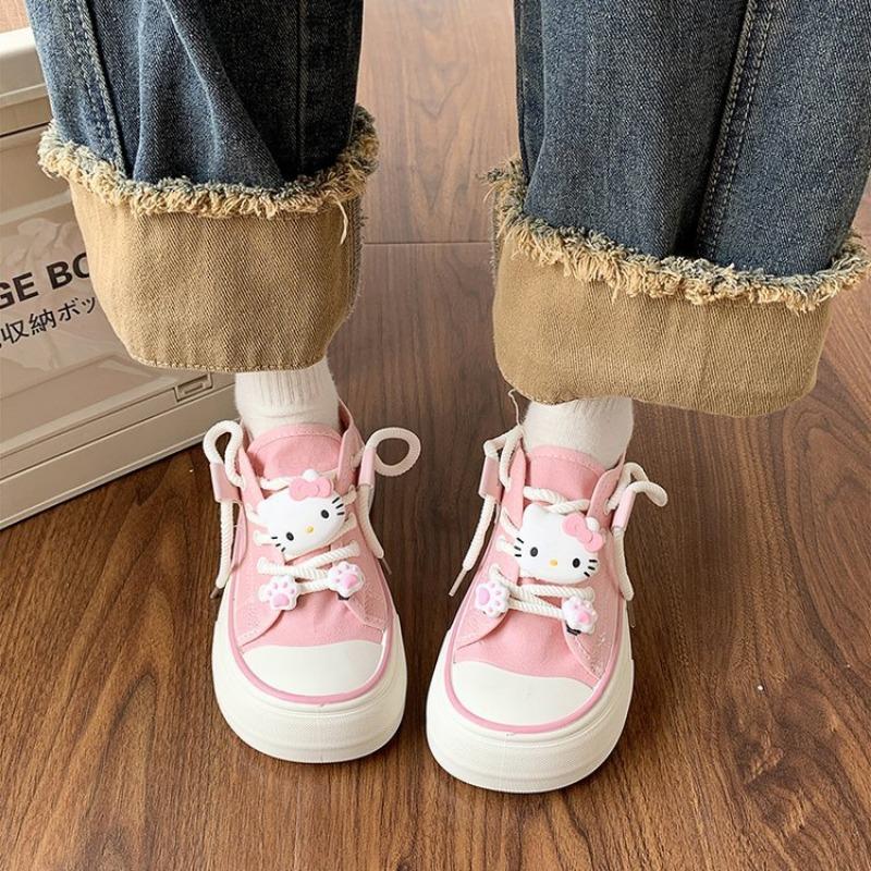 Canvas Shoes Women's New Round Head Cat Cute Accessories Single Shoes Women's Breathable Mango Head Student Women's Shoes