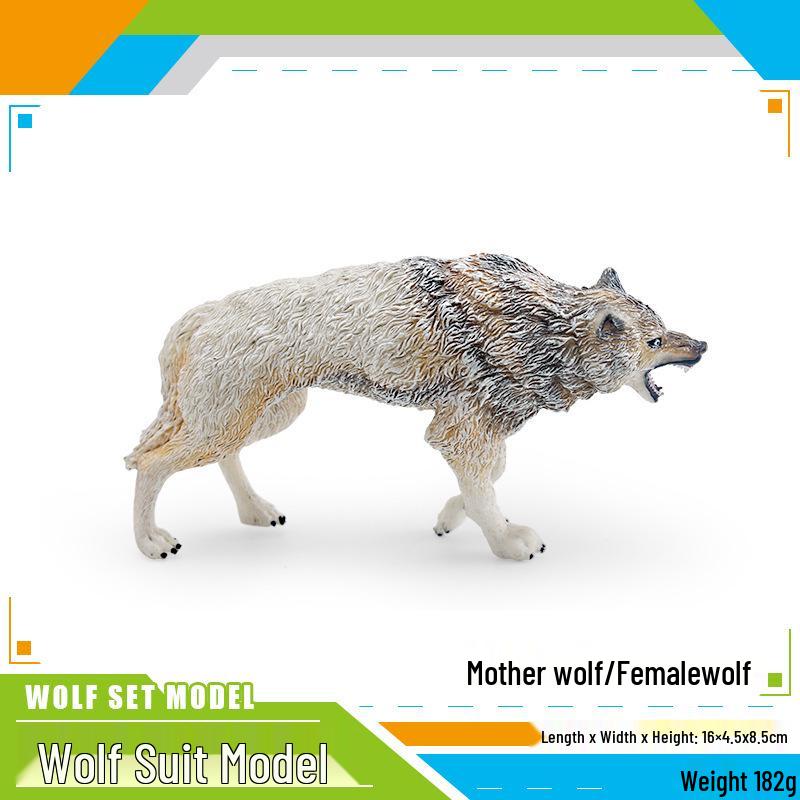 Wild Animal Wolf Family Model - Children's Educational Toy Set with Male, Female, and Cub Wolves