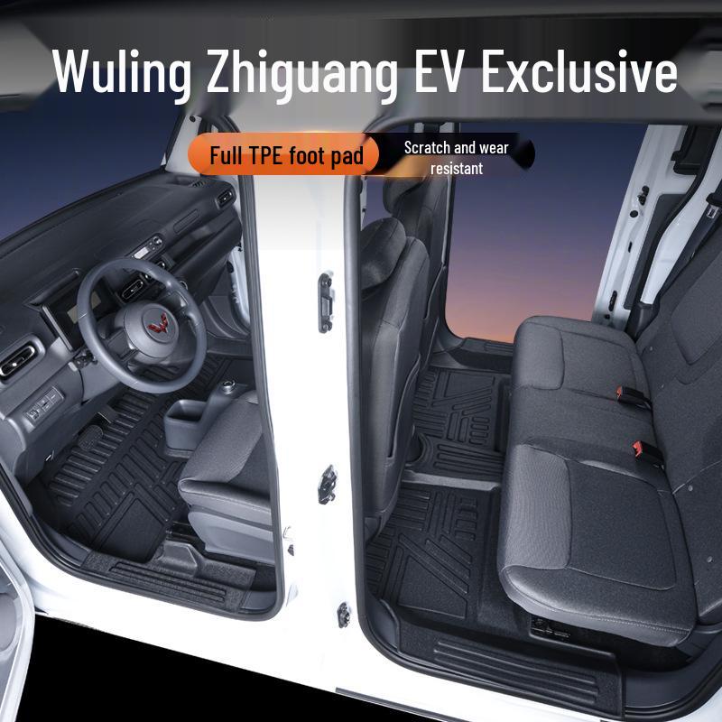2025 Wuling Zhi Guang EV Full Coverage TPE Floor Mats & Trunk Mat Set Front Rows: Black Single Layer TPE Mats