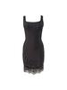 Europäisches & Amerikanisches trägerloses Bodycon Fransen Strass Bandage Kleid mit Spaghettiträgern – Elegantes Nachtclub Kleid