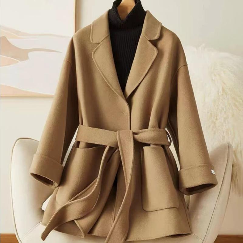 

Кашемировое пальто для женщин, короткое, маленького размера, весна и осень, новая шерстяная куртка с кружевным чехлом 3XL