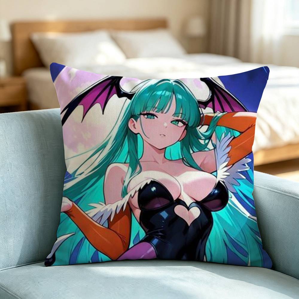 Darkstalkers Morrigan-N Aensland Pillow Case Square Double-Sided Sofa Cushion Cover Bedroom Bedside Pillow Gift