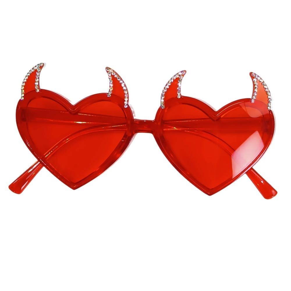 Rhinestones Halloween Cosplay Glasses Heart Shape UV Protection Sun Glasses  Party Props