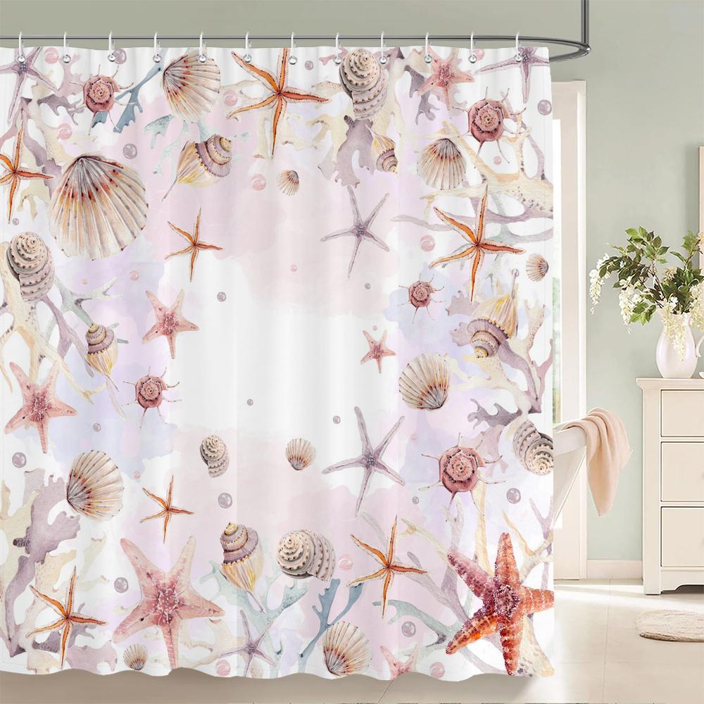 1 Pack Cartoon Turtle,Dolphin,Whale Printing Shower Curtain Partition Bathroom Curtain With Hooks Home Decorative Curtain