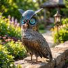 Owl Figurine Decorative Statue Handcrafted Bird for Gardeners, Homeowners, Garden,