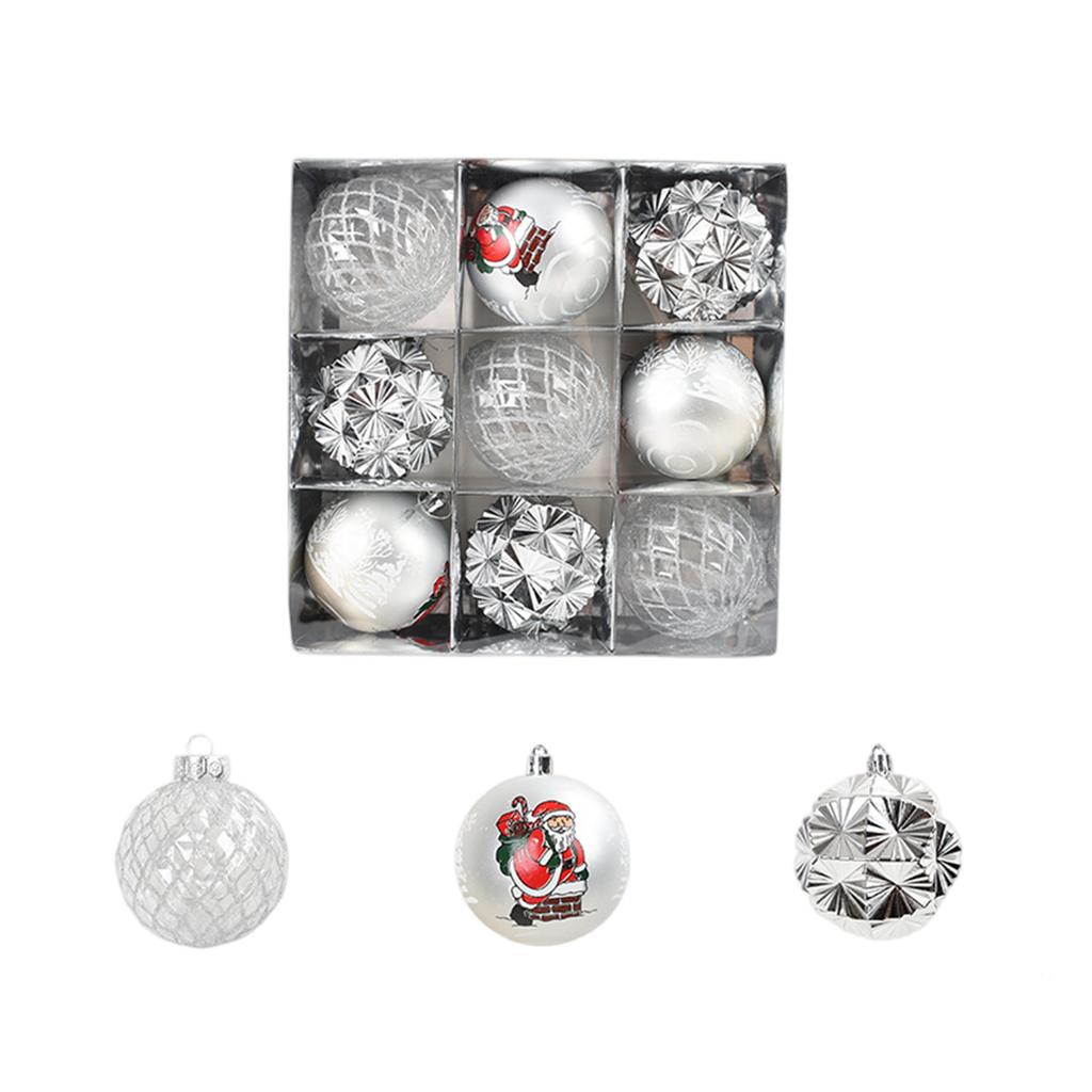 9 Pcs 8 Cm Christmas Ball Ornaments For Holiday Wedding Party Tree Decorations,gold/red/sliver/rose Sliver