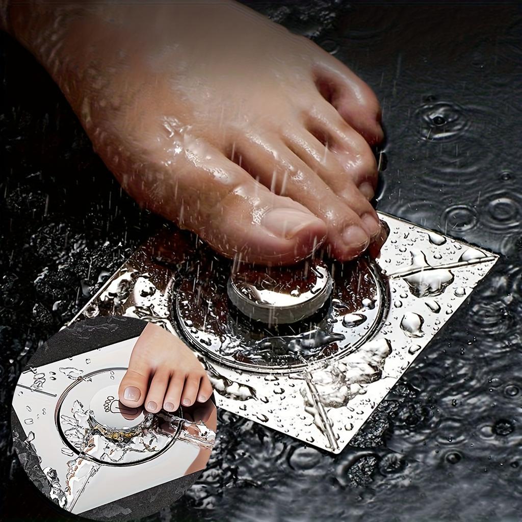 Bathroom Drain Cover - Metallic Finish Anti-Clog Smooth Edge Design, Quick Drainage for Showers Bathtubs, Ideal for Renovations New Installations