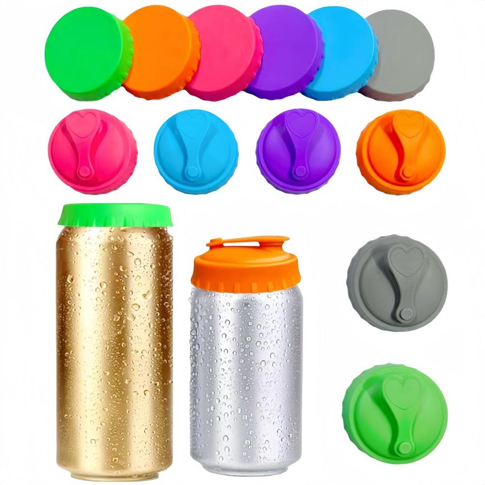 6 Pack Reusable Silicone Soda Can Lids Protective Covers Fit Standard Beer Juice Drink Cans For Home Kitchen Bar Daily Use
