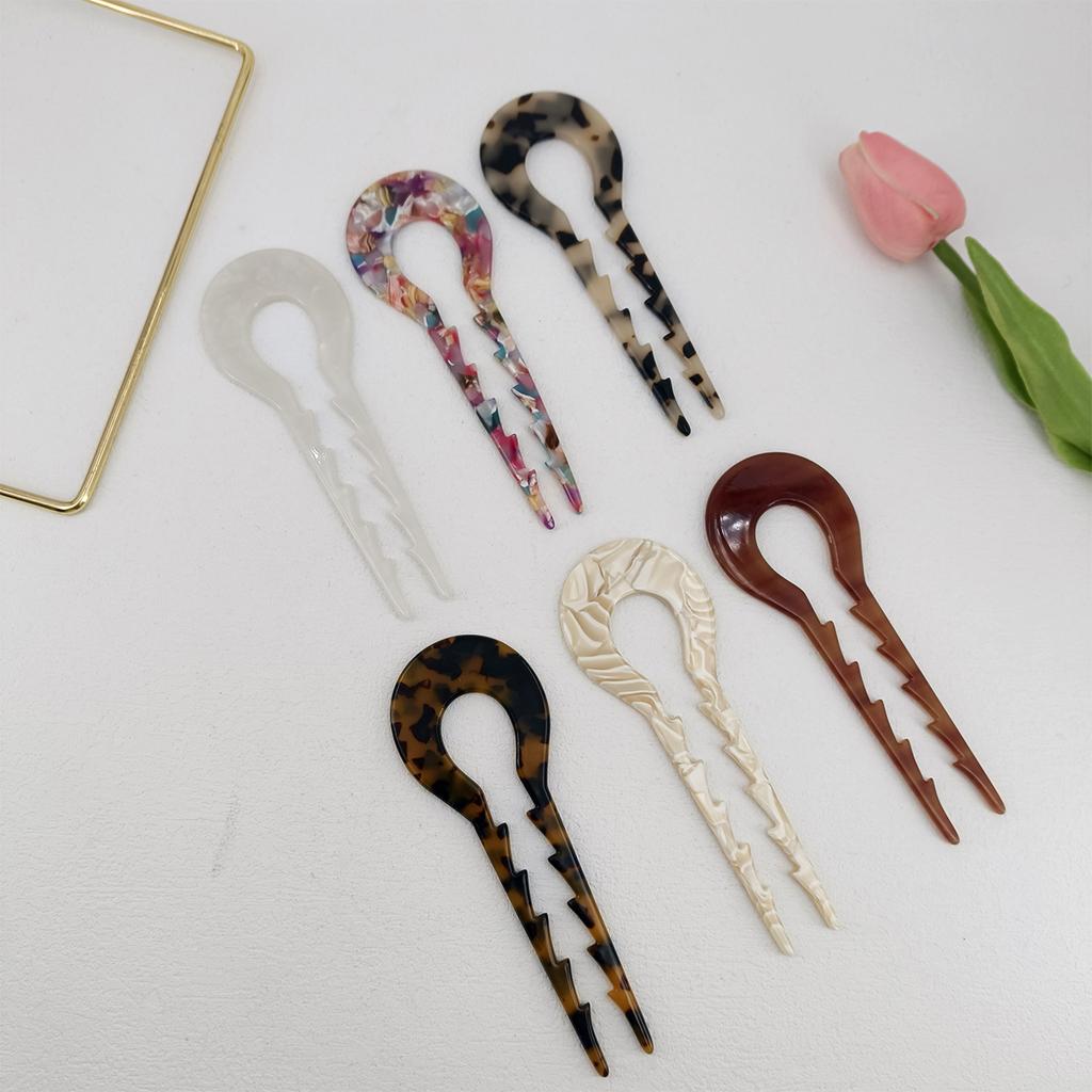 13cm Fashion U-Shaped Hairpin Hair Fork Trendy Acetic Acid Material Hair Clip Headwear Accessories for Women Girls Retro Jewelry