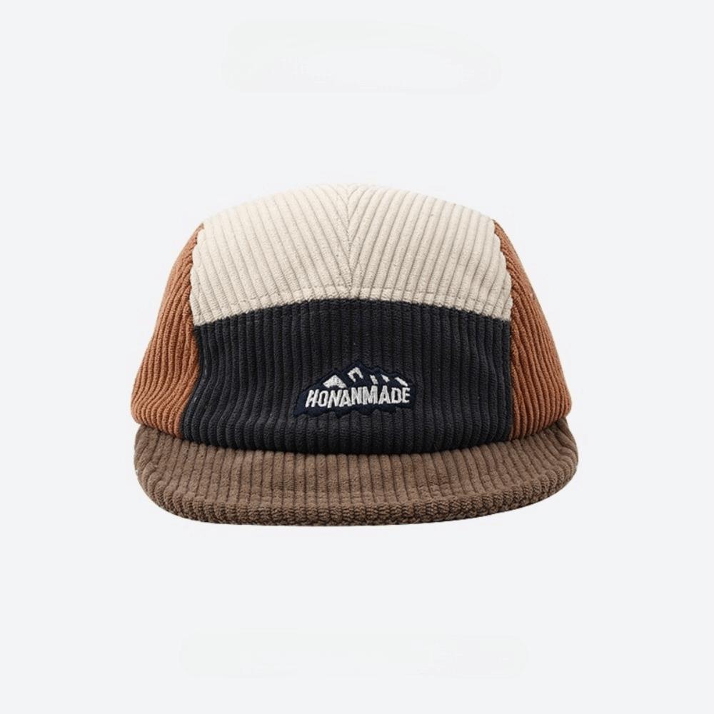 Japanese Style Corduroy Baseball Cap Retro 5 Panel Cap Casual Short Brim Cap Spring Autumn Winter