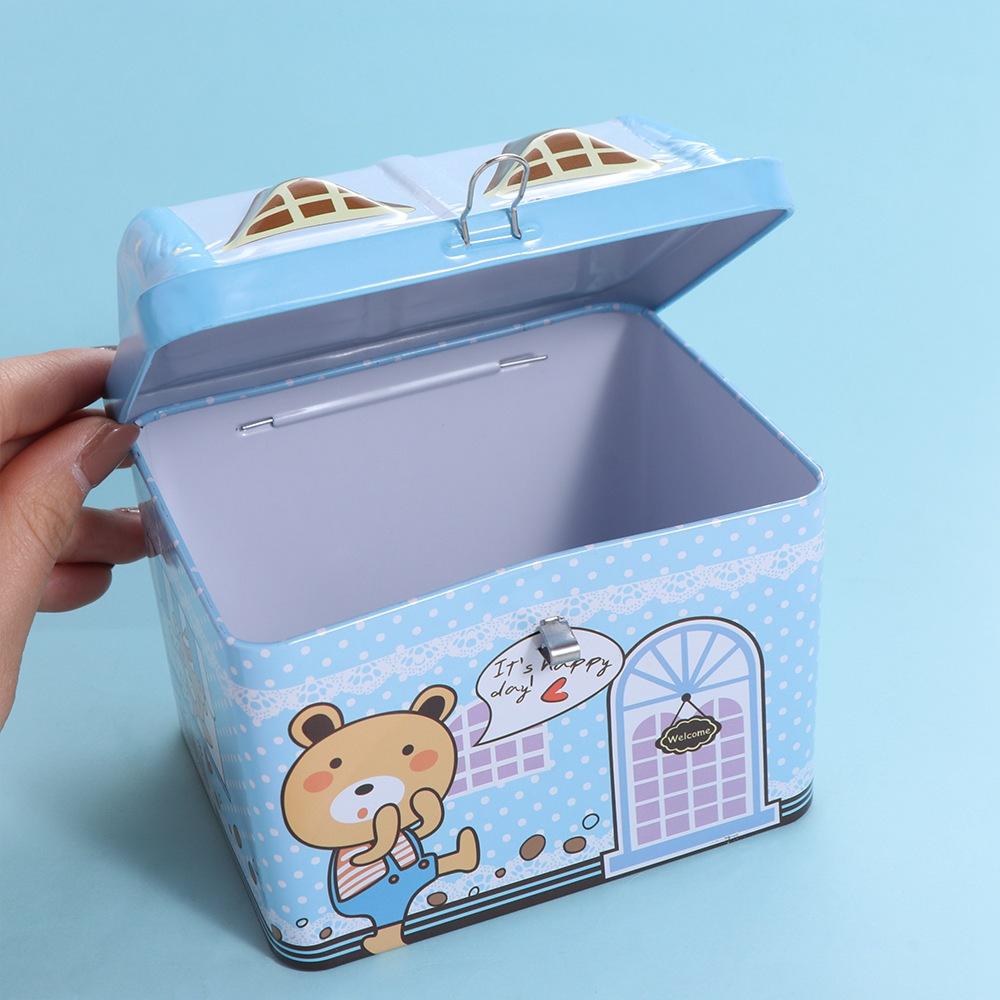 Mit Schlüsselschloss Haus Münzbox Metall Münzsafe Aufbewahrungsbox Hausform Sparschwein Weihnachtsgeschenk