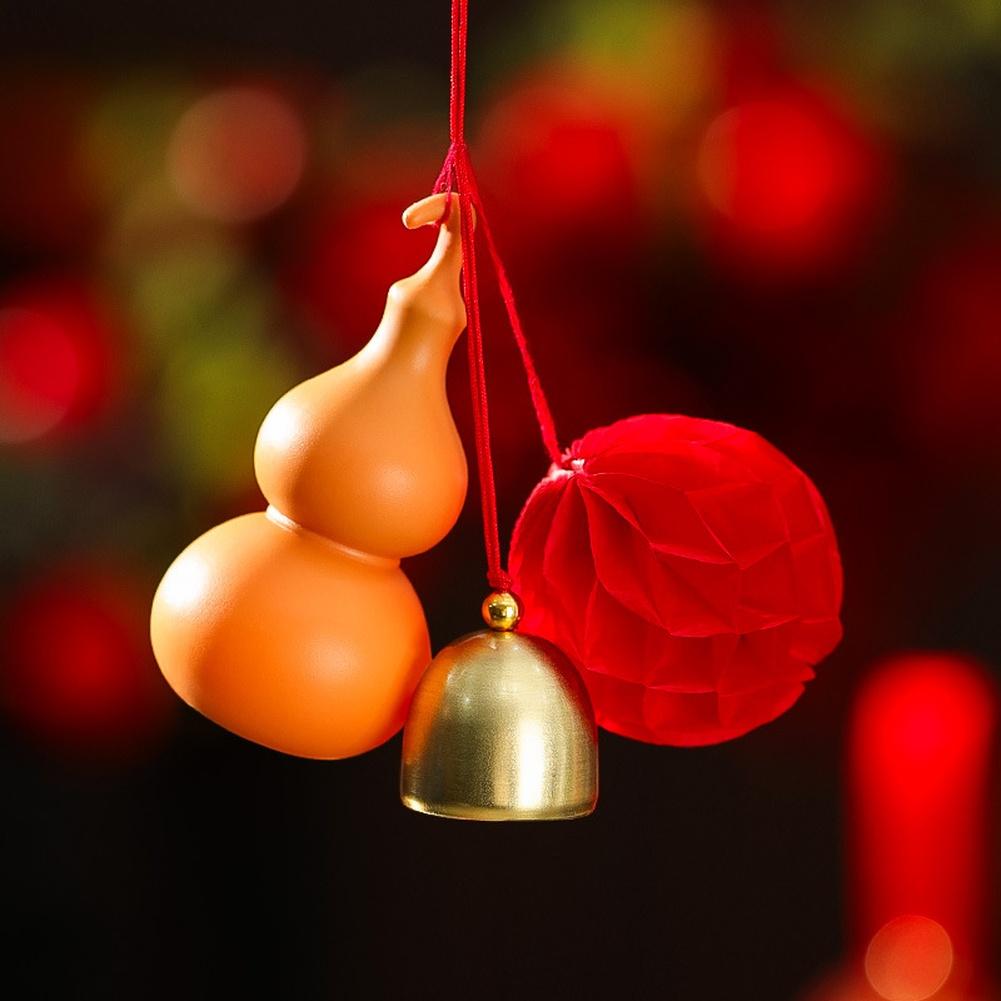 4Pcs Chinese New Year Horse Decorations Plastic Handmade Gourd Pendant For Home Motorcycle Bell Keychain Car Interior Decoration