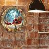 Christmas Metal Wall Art Santa Sleigh Sign with Gold Tree Holiday Decor