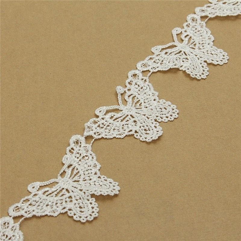 1M Vintage Weiß Schmetterling Spitze Kante Besatz Band Applikation Nähen Hochzeit Basteln