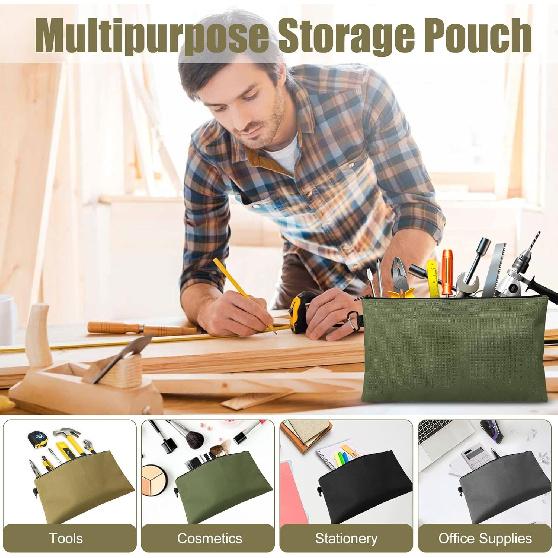 4 Pack Tool Bag, Premium Tool Pouch Zipper Bag, 12" Small Tool Bag with Carab