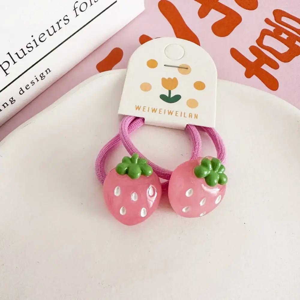 Strawberry Children Hair Scrunchies Candy Color Peach Kids Ponytail Holder Hairpin Hair Accessories Fruit Hair Rope Headdress