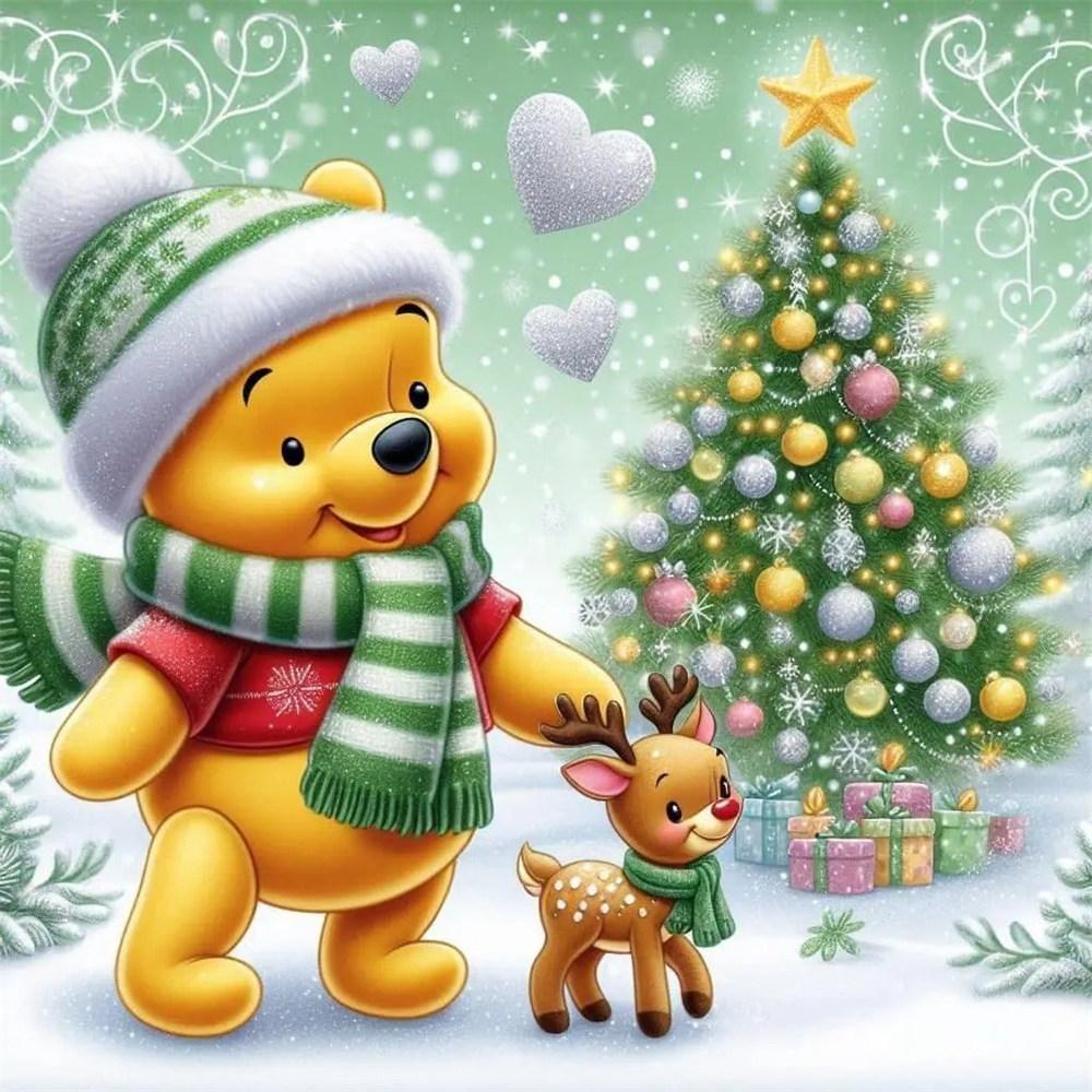 Disney 5D Diamond Painting Winnie The Pooh Christmas Cross Stitch Mosaic Kit Home Decoration Wall Sticker DIY Handmade Gift