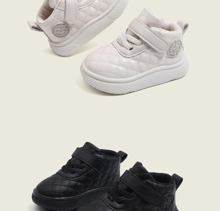 Spring & Fall Non-Slip Soft Sole Mid-Top Toddler Shoes - Boys & Girls Casual Leather Outdoor Board Shoes.
