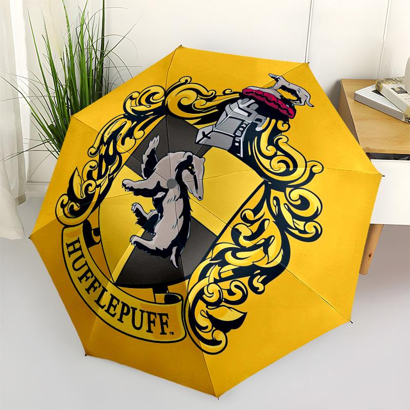 1pc Hufflepuff Crest Badge Umbrella with Plastic Handle,Suitable for All Seasons Travel Outdoor Multi-functional UmbrellaDCS216