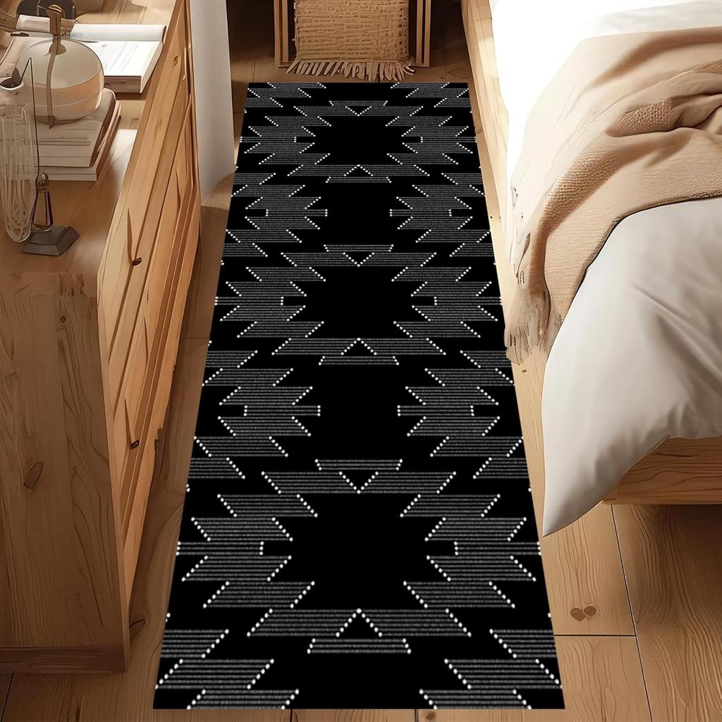 Mexican Long Runners Rug,Rustic Country Native American Abstract Geometric Neutral Carpet Runner for Hallway Dining Room Foyer