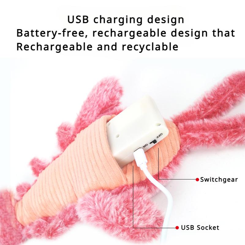 Katzenspielzeug Elektrischer Hummer USB Wiederaufladbar Simulation Springende Garnele Plüsch Elektrisches Haustier Reizendes Katzen Hunde Spielzeug Haustierbedarf