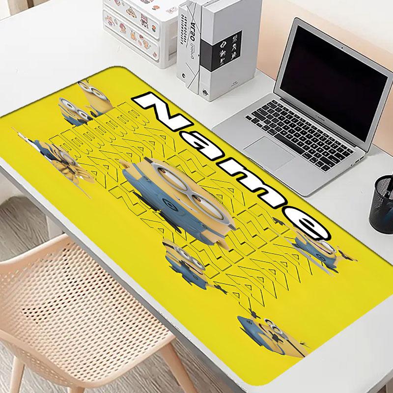 Custom Name Personalized Minions Pattern Mousepad, Laptop PC Desk Mat, Decorative Desk Mat for Home Keyboard Pad Gift