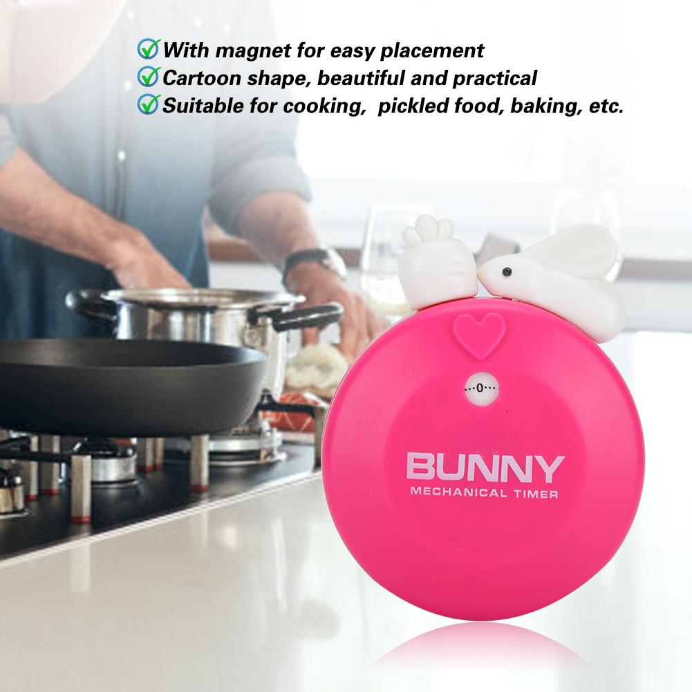 Cartoon Rabbit Mechanical Manual Kitchen Cooking Timer Alarm Reminder Timepiece Countdown ToolRose