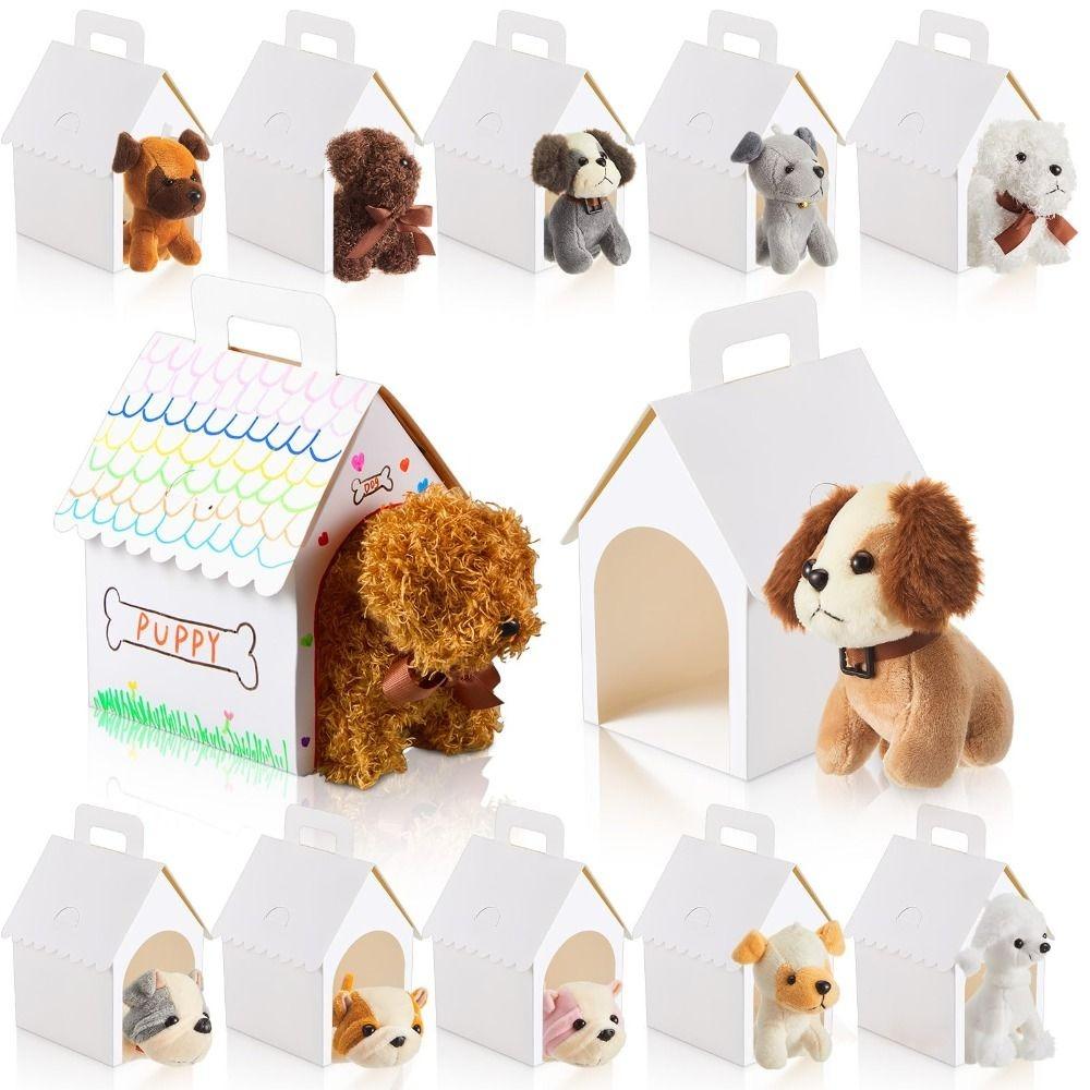 Foldable Party Favor Boxes Blank Paper Dog House Shaped Boxes Treat Gift Boxes Wedding Festival