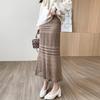 Qooth Women Lace Hollow Pencil Skirt Elegant Elastic Waist Midi Hip Skirt For All Season QT2205