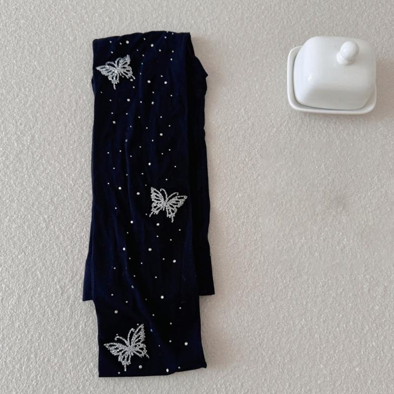 Elegant Butterfly Rhinestones Pantyhose with Breathable Nylon Fabric Offering Wear Comfort In Social Event and Work