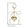 Pearl Bow Heart Keychain 3D Bag Charm Ornament In Gold/Silver