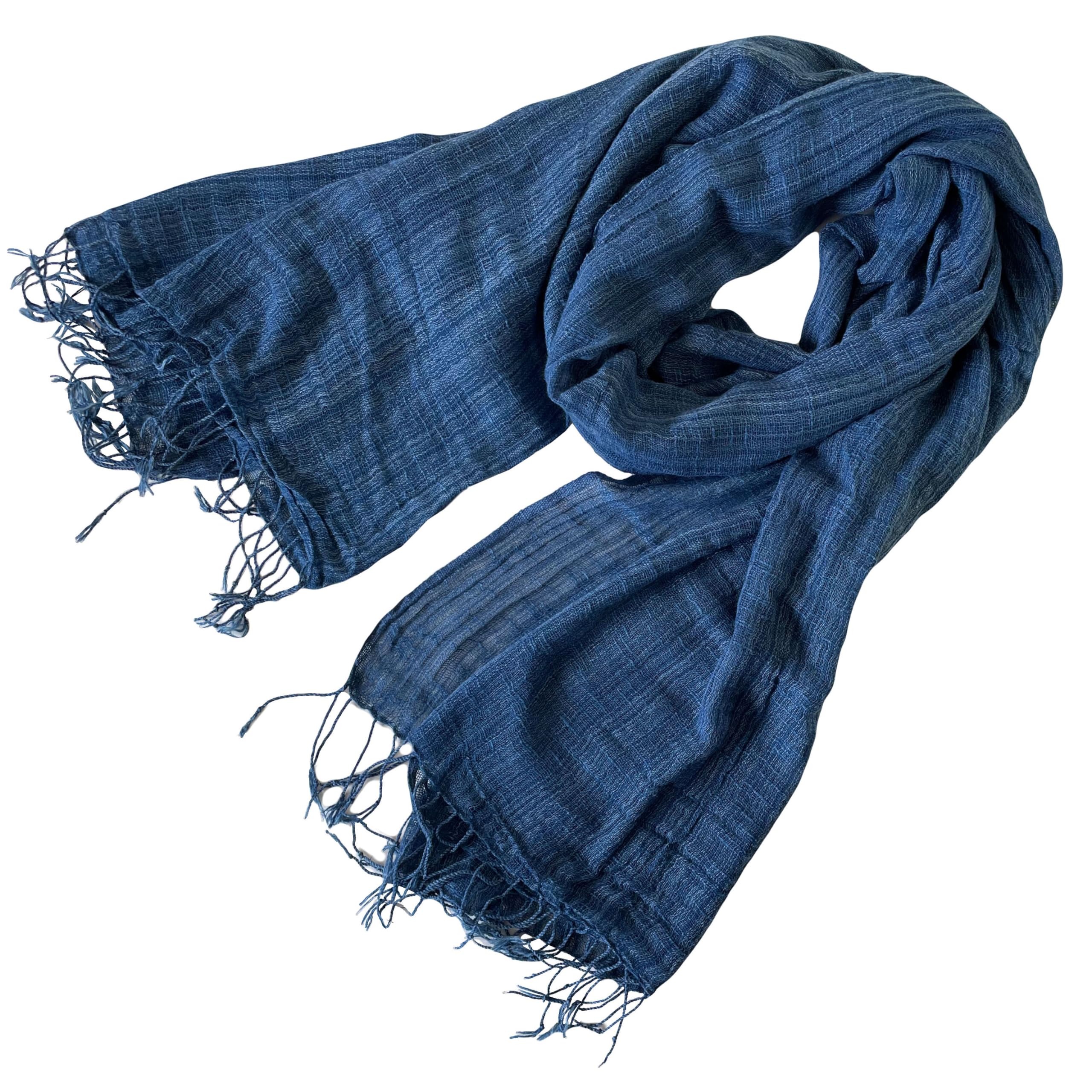 

cotton plain [Chara] Indigo-dyed, hand-dyed stole/shawl, large, синий