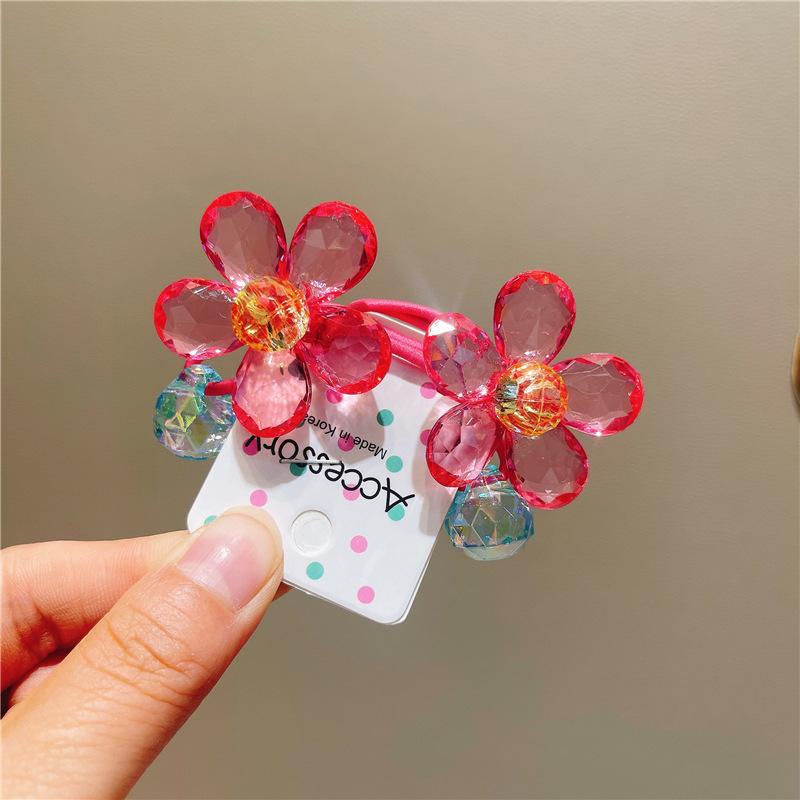 

Children S Hair Accessory Bright Flowers Double-Headed Rubber Bands Ponytail Hair Tie Blue Color Funny Cute Kawaii Girl Hair Tie