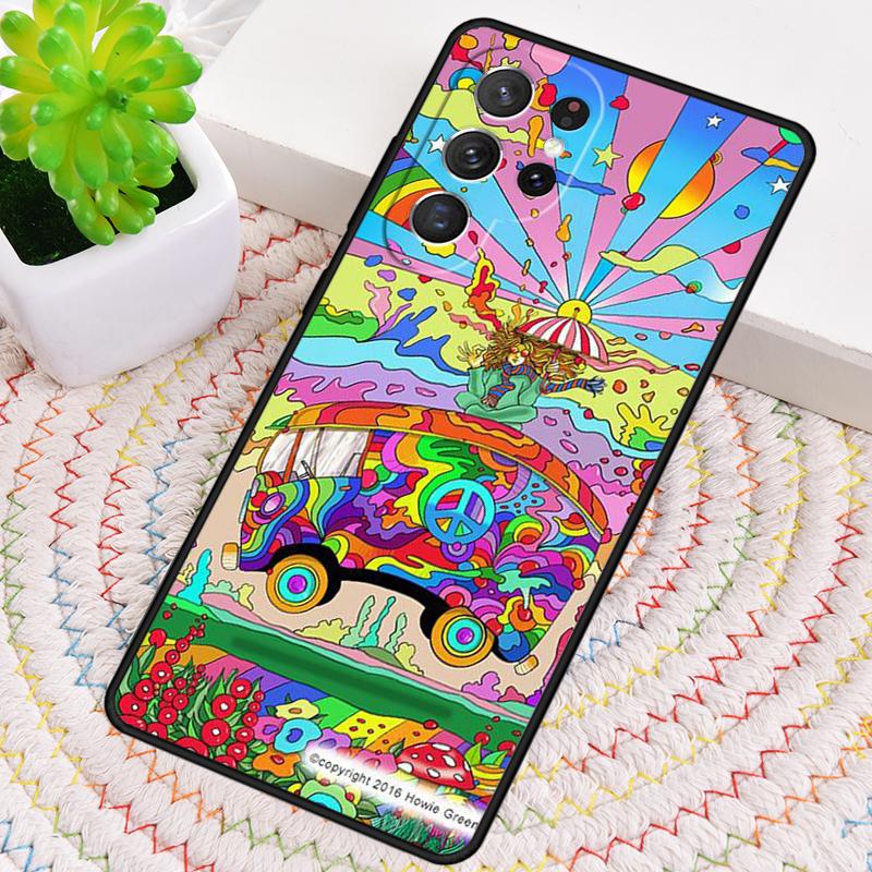 Hippy Peace Bus Cat Silicone Phone Case For Samsung Galaxy note 10 pro S26 S25 S24 S23 S22 S21 Plus S25Ultra Capa Cover