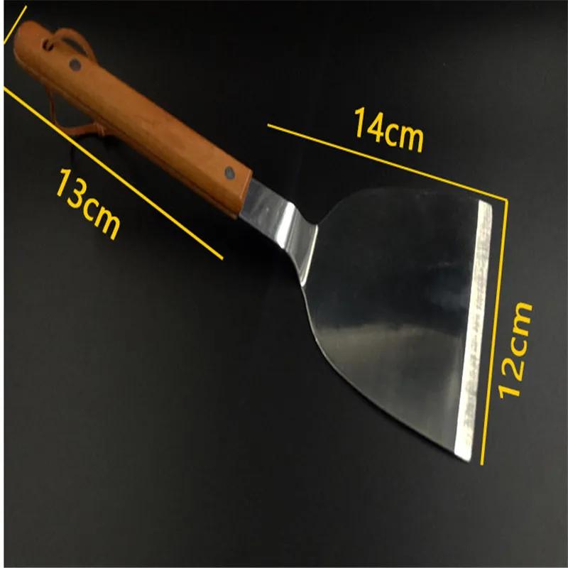 Steak Stainless Steel Fried Shovel Spatula Pizza Grasping Cutters Spade Pastry cake BBQ Tools Wooden Handle Kitchen Utensils