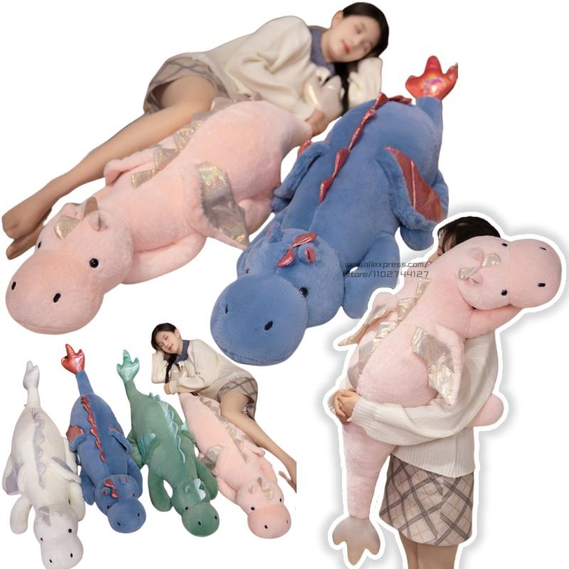 Favorite Toy Unisex White 1Pc 70-150Cm Giant Dragon Plush Toy With Unicorn Horn Flying Wings Dragons Dinos Hug Throw Pillow Dinos Nap Sleeping Gift