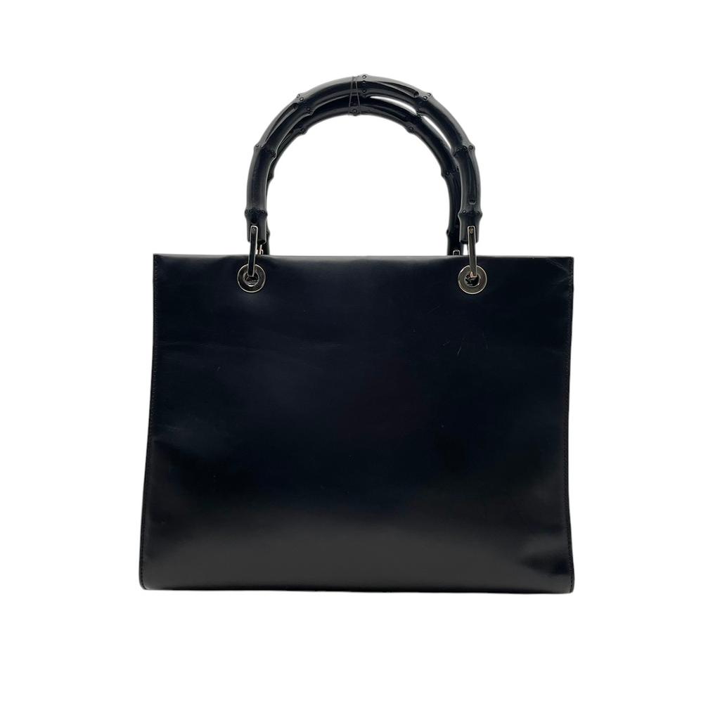 Used GUCCI Handbag Bamboo Bamboo Handle ToteHandbag black leather/Bamboo Women
