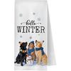 Winter Labrador Retriever Snowman Kitchen Towels, Black Yellow Chocolate Lab Gifts Dish Tea Towel for Kitchen, Winter Snowflake Lab Dog Decorative