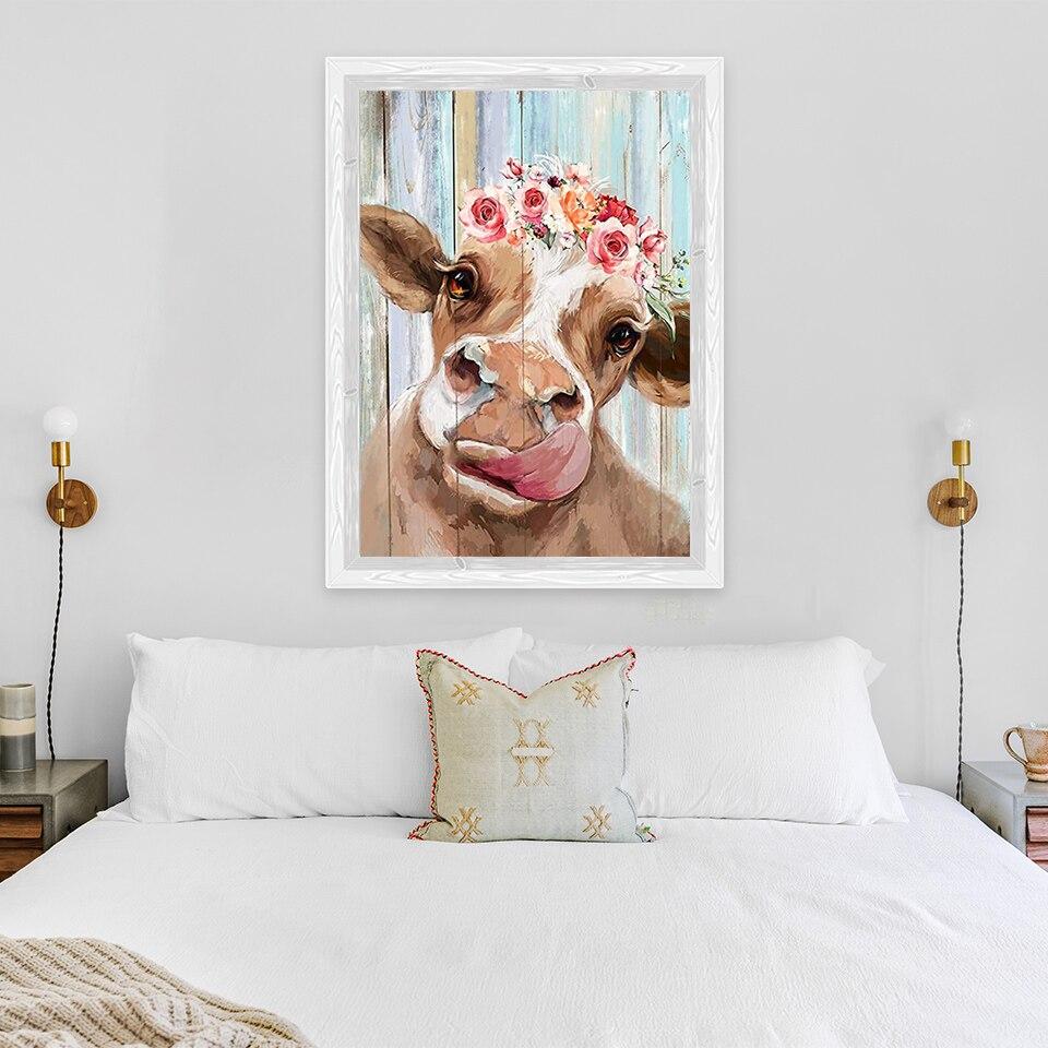 Noua pictură cu diamant 5D bricolaj, bovine, broderie cu diamante, animale, punct de cruce, găurit rotund complet, meșteșuguri, decorațiuni pentru acasă, cadou manual