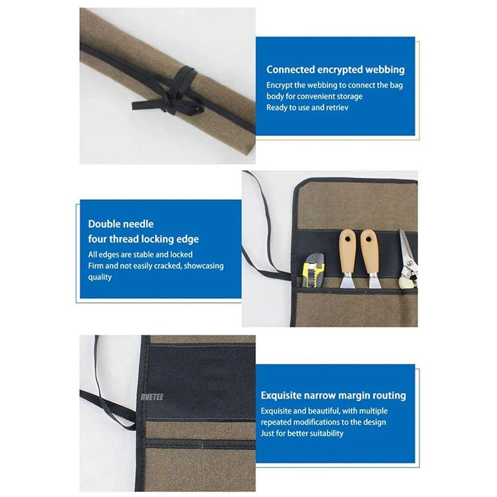 1Pcs Multiple Pocket Roll Up Tool Bag Oxford Cloth Storage Case Bag Wrench Pouch  Hanging Tool