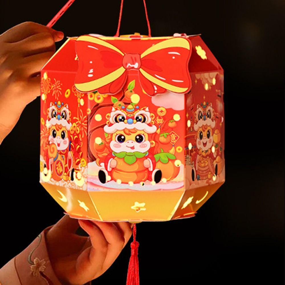 Ancient Chinese New Year Lantern Luminous Cartoon 2026 Horse Year Lantern Traditional Paper Craft Handheld Lantern