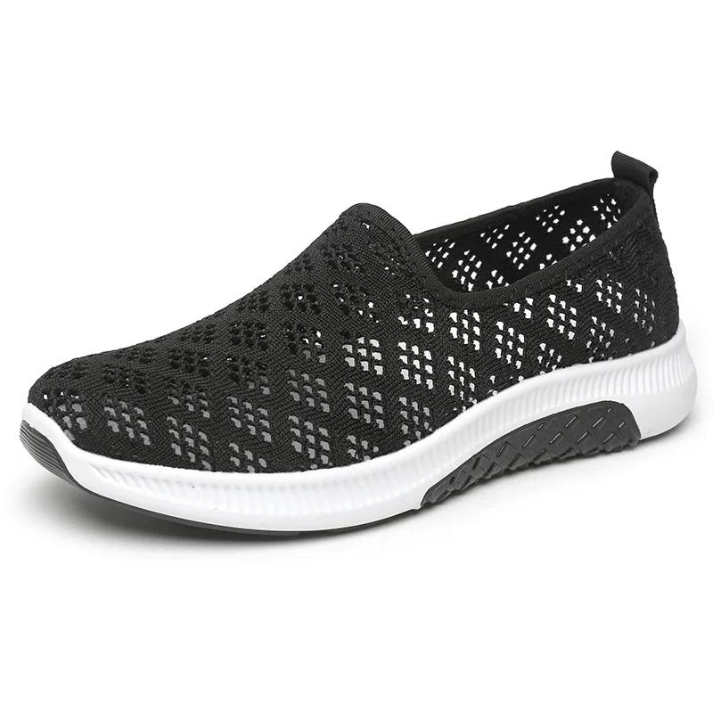  NEW Summer Korean Mesh Comfortable Women Shoes Breathable Hollow Sports Walking Sneakers Casual Flat Ladies Dance Shoes