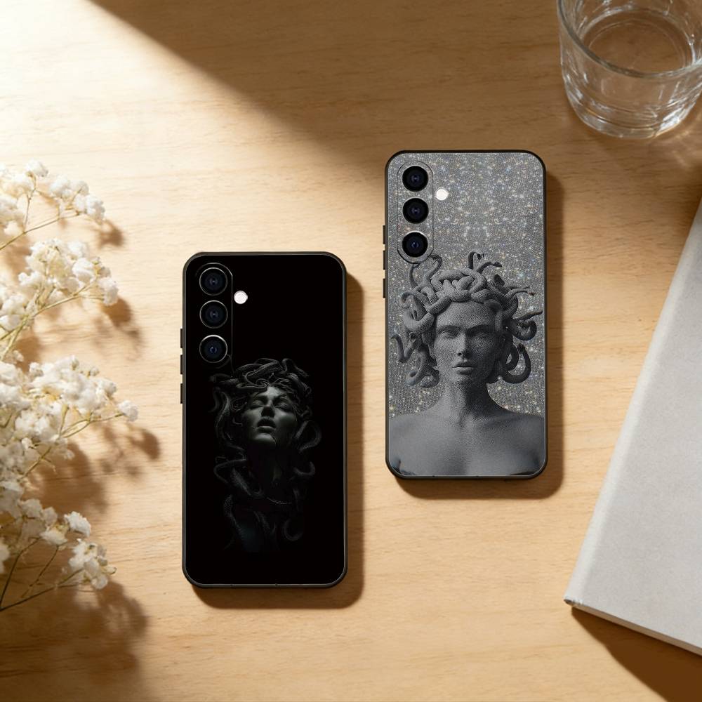 Coque de téléphone M-Medusa Mythologie Grecque Pour Samsung Galaxy A73,A72,A71,A70,A53,A52,A51,Autres Housse Souple Noire