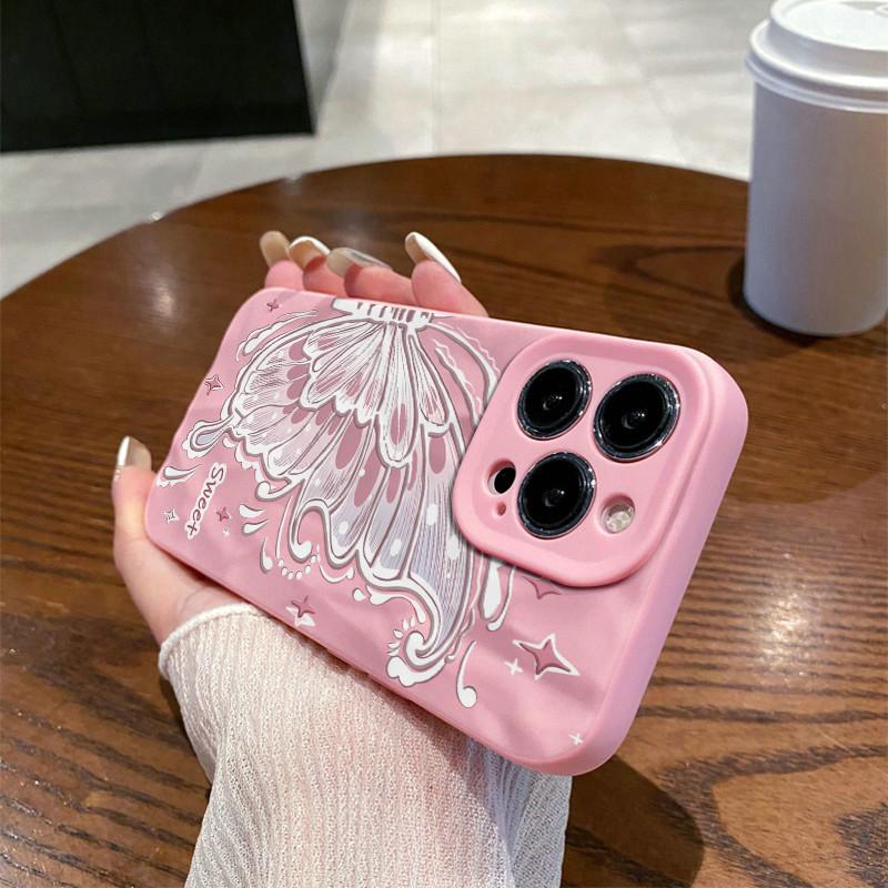 Surface Wrinkles and Unevenness Phone Shell Butterfly Wing Printed Protective Matte TPU Cover Soft Silicone Case