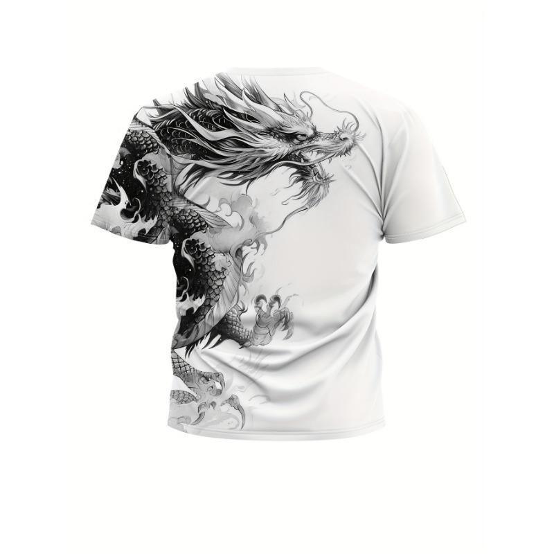 Men's Dragon Print T-Shirt Casual Breathable Fabric Graphic