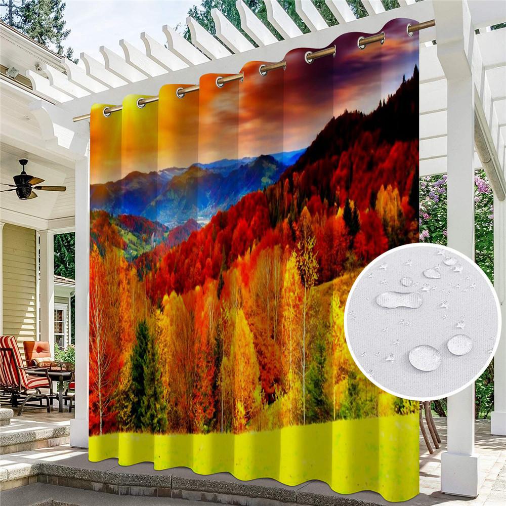 Perdea impermeabilă de exterior cu imprimare digitală peisaj Draperie Ușă glisantă Foyer Pergola Verandă Dimensiuni Perdele fabricate din poliester