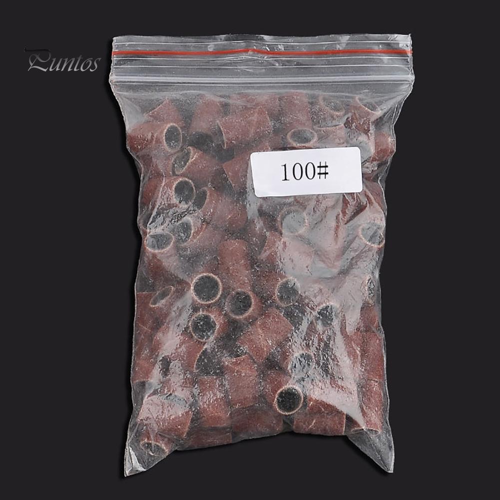 Punti Nail Art 100 Pezzi Buffer Abrasivo Banda Punte per Macchina Lima Trapano Anello Abrasivo Strumento
