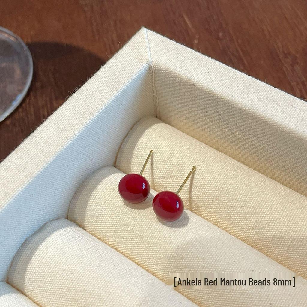 Ankela Rote Perlenstecker - Silberne Nadel, Vielseitiger Stil für Damen, Perfekt für die Neujahrskollektion